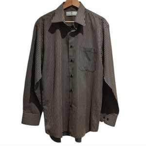 Rosso Fiorentino Black and Tan Striped Men's Dress Shirt